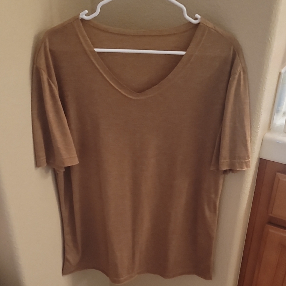 SHEIN Tan V-Neck Top 🤎